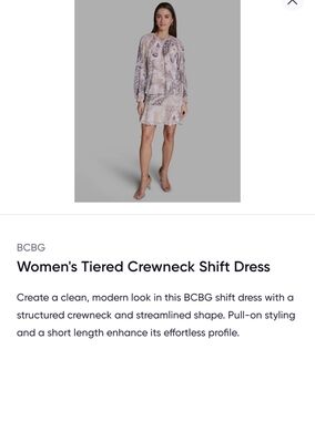 BCBG Pastel Floral Tiered Crewneck Shift Dress